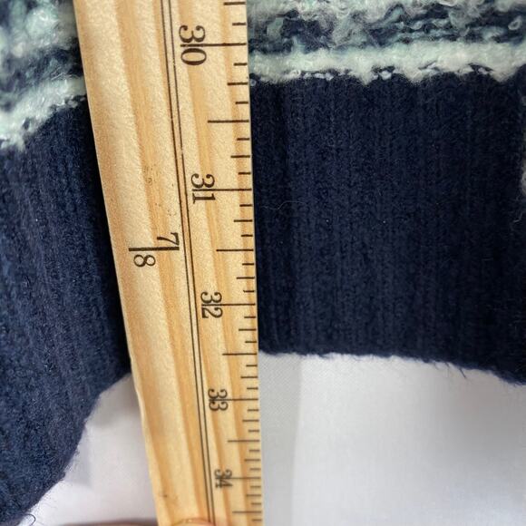 Talbots Fair Isle Long Cardigan Sweater Women S Blue Green Striped Open Front - Picture 10 of 10